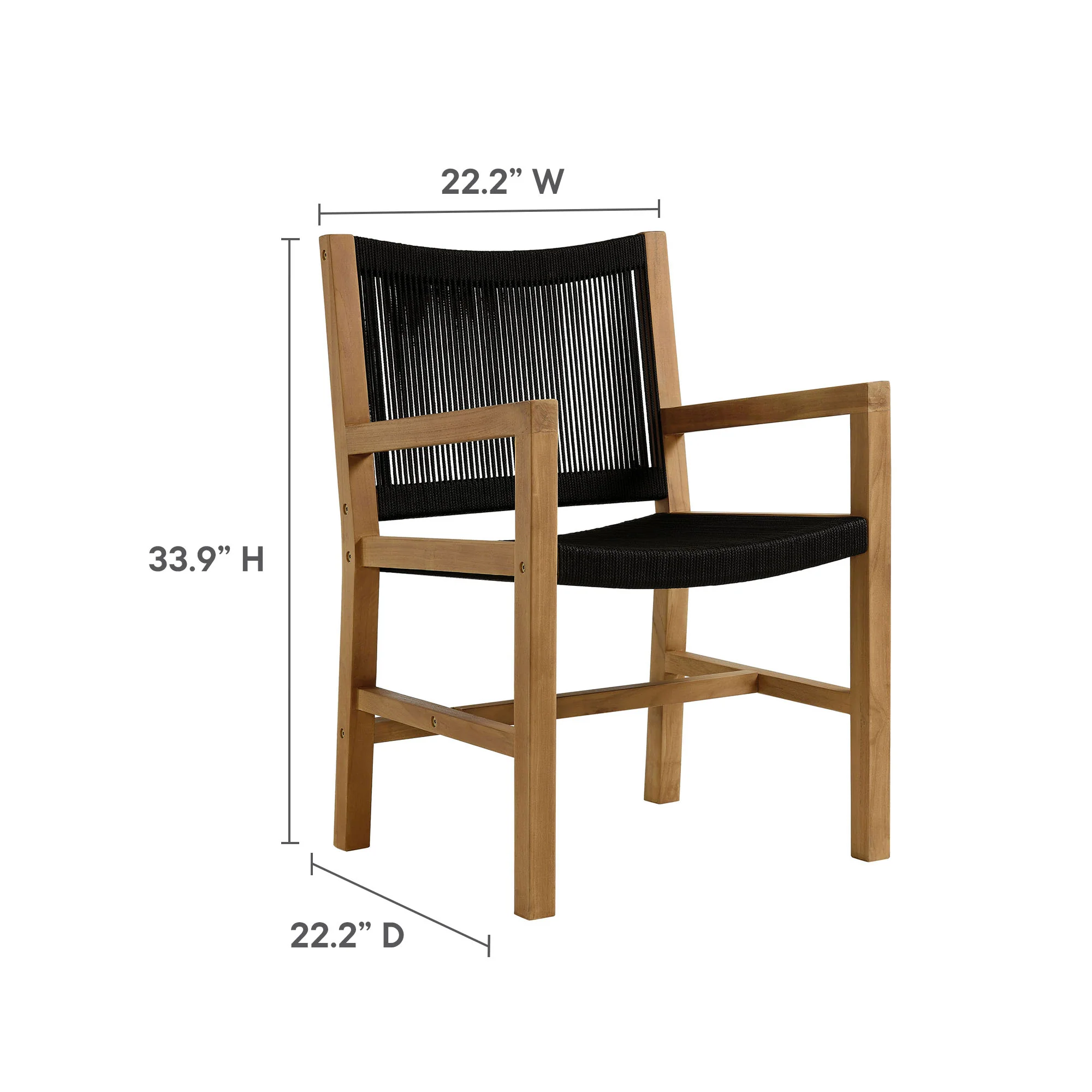 Vienna 7-Piece Outdoor Patio Teak and Rope Dining Set with Armchairs by Modway - Image 5