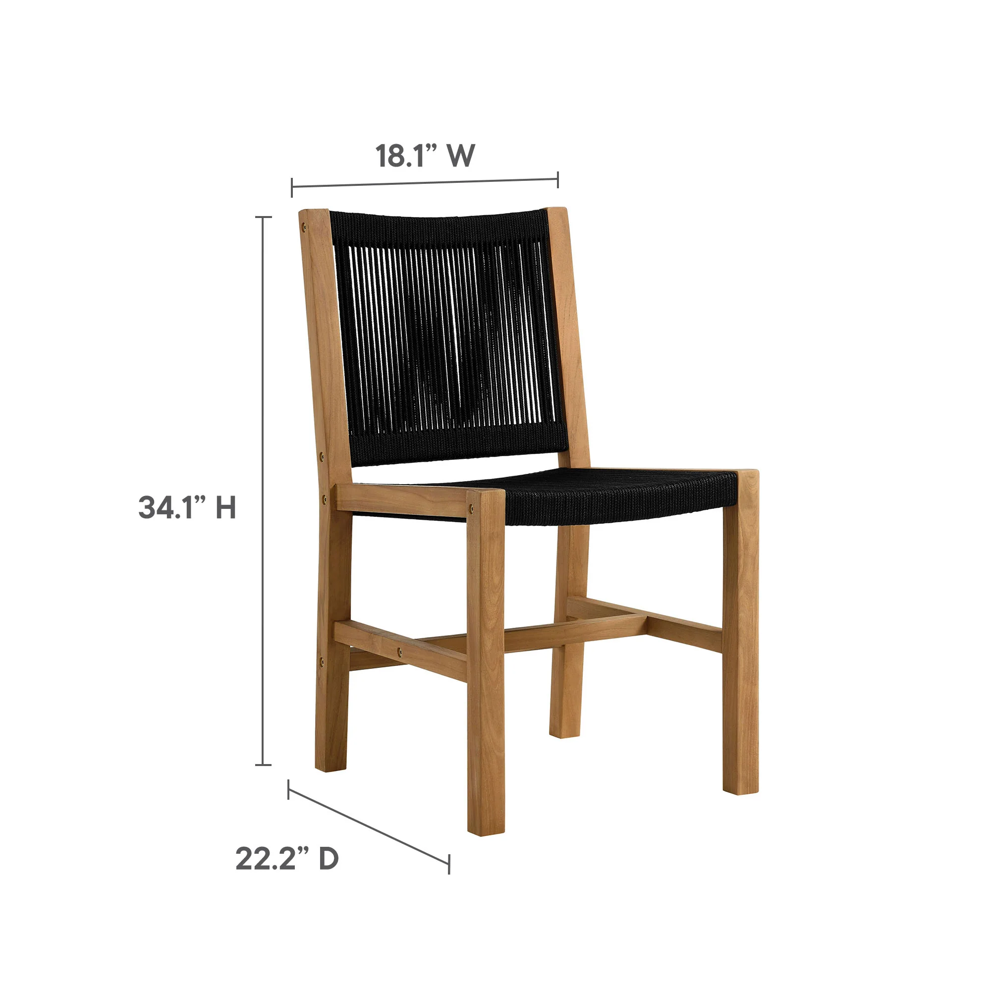 Vienna Outdoor Patio Teak and Rope Armless Dining Chairs Set of 2 by Modway - Image 10