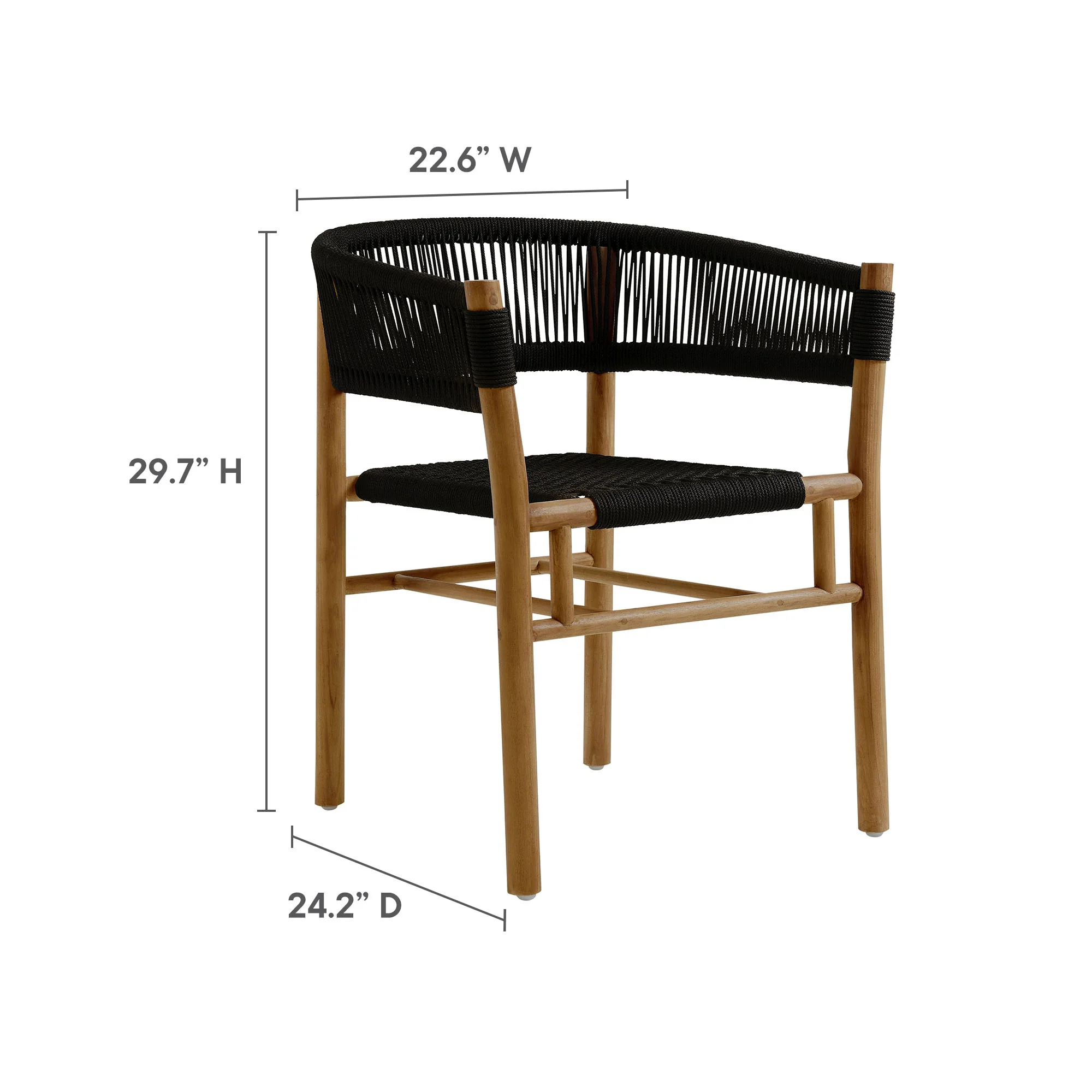Vienna Outdoor Patio Teak and Rope Curved-Back Dining Armchairs Set of 2 by Modway - Image 11