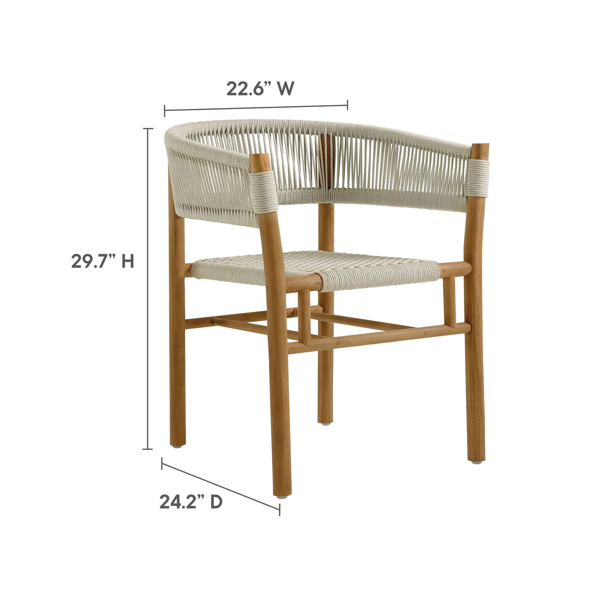 Vienna Outdoor Patio Teak and Rope Curved-Back Dining Armchairs Set of 2 by Modway - Image 22