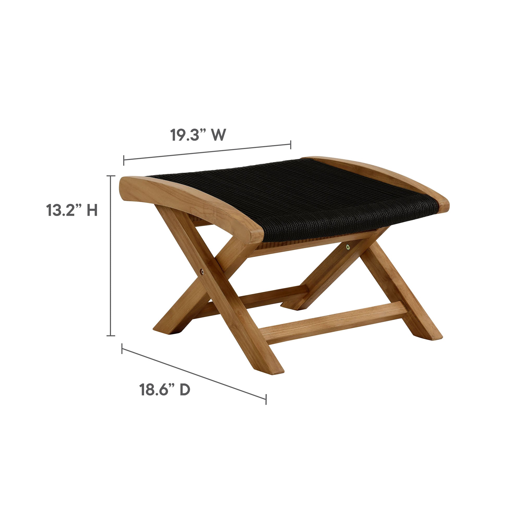 Vienna Outdoor Patio Teak and Rope Folding Ottoman by Modway - Image 9