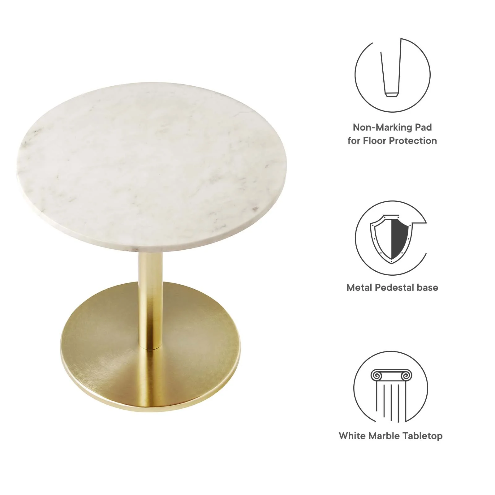 Viva Round White Marble Side Table By Modway - EEI-6609 - Image 6