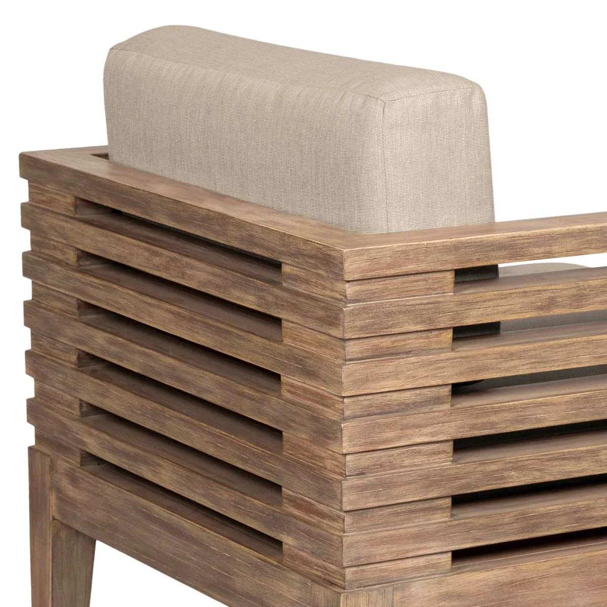 Vivid Outdoor Patio Dining Chair in Light Eucalyptus Wood with Taupe Olefin Cushions By Armen Living - Image 9