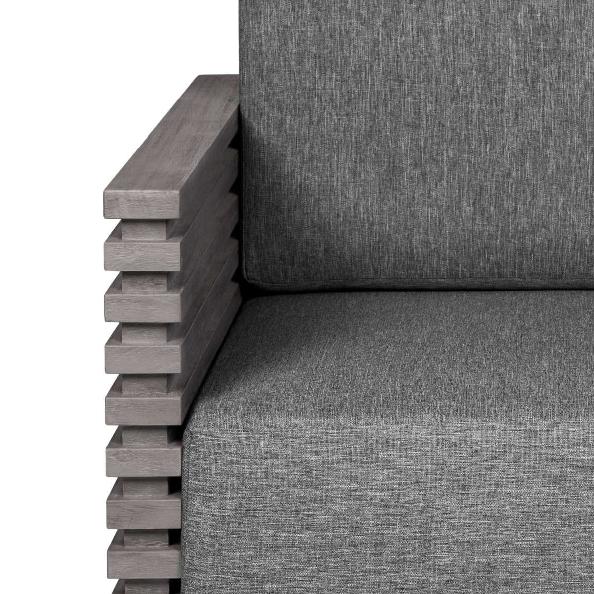 Vivid Swivel Outdoor Patio Chair in Gray Eucalyptus Wood with Gray Olefin Cushions By Armen Living - Image 5
