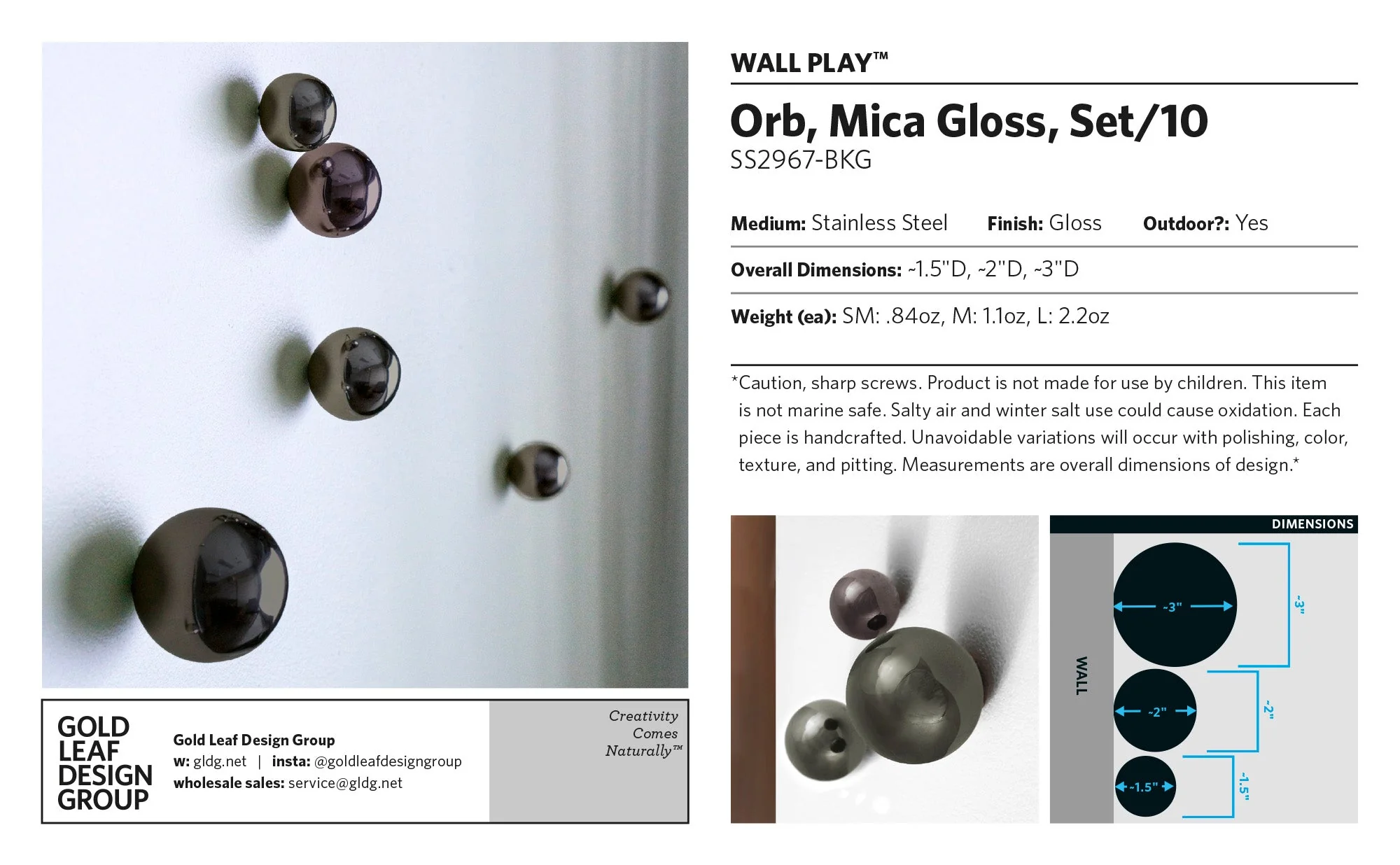 Wall Play™: Orb, Mica Gloss, Set/10 By Gold Leaf - Image 11