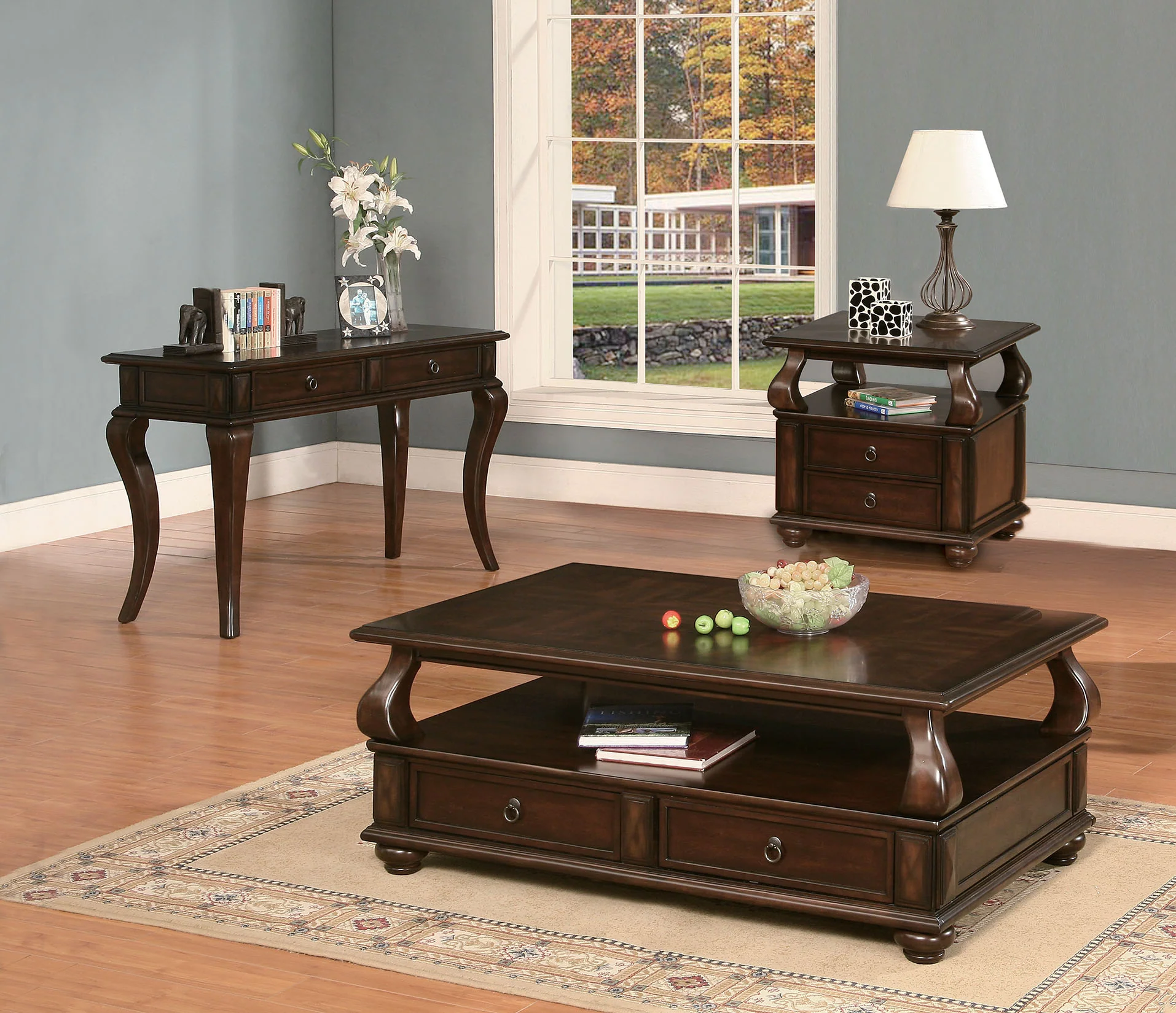 Walnut Coffee Table By Homeroots