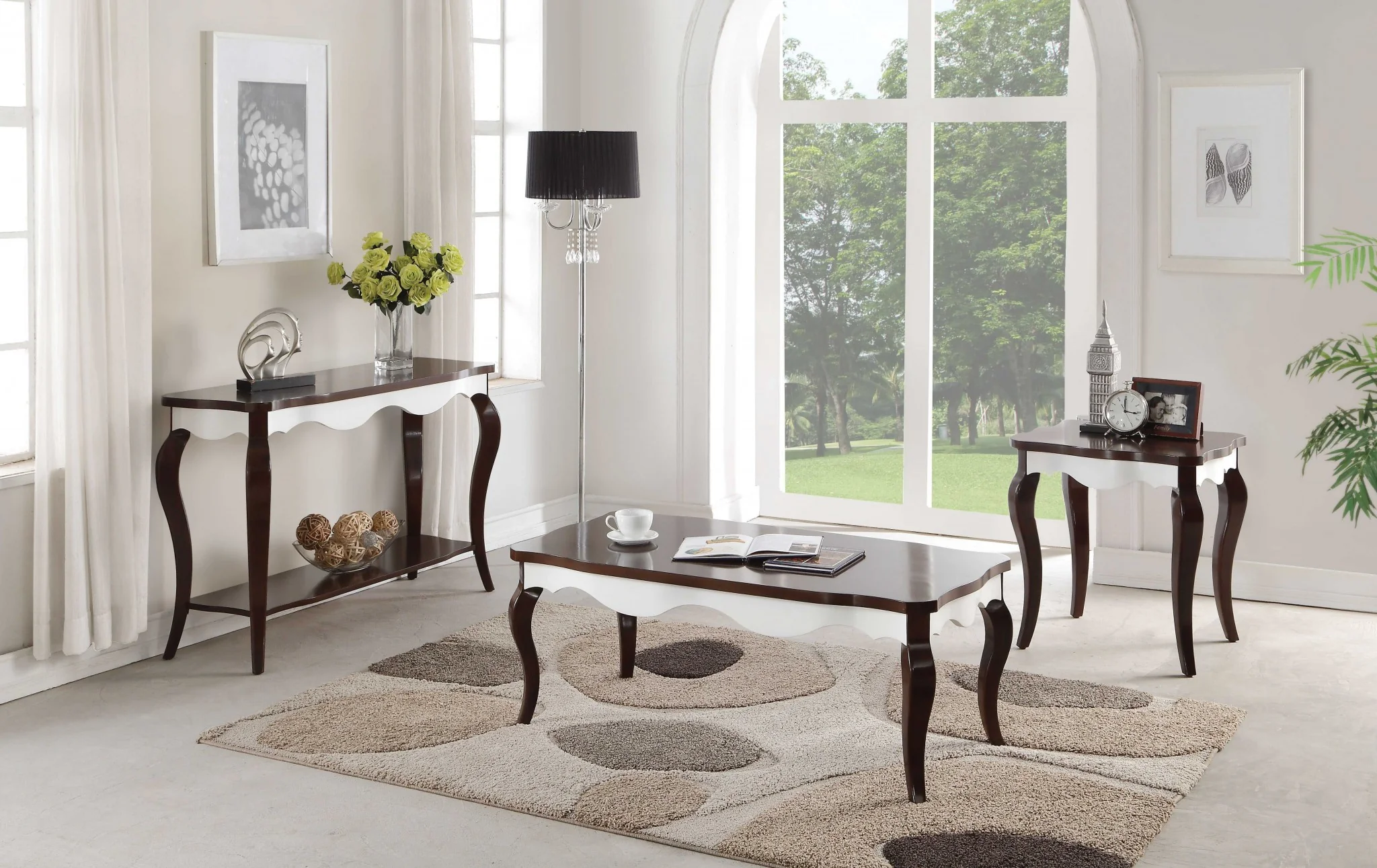 Walnut White Wood Sofa Table By Homeroots - Image 2