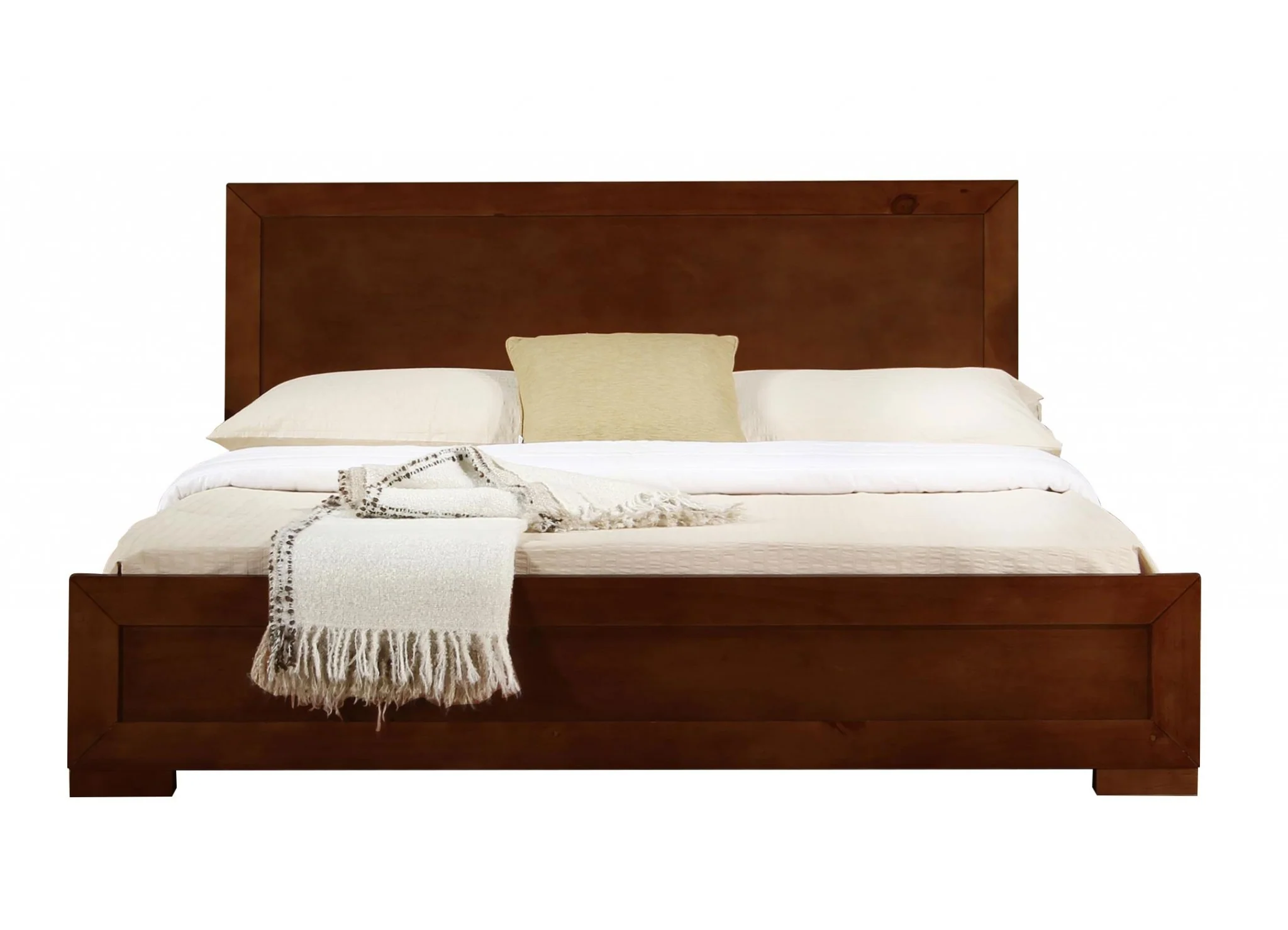 Walnut Wood Full Platform Bed By Homeroots - 397104 - Image 2