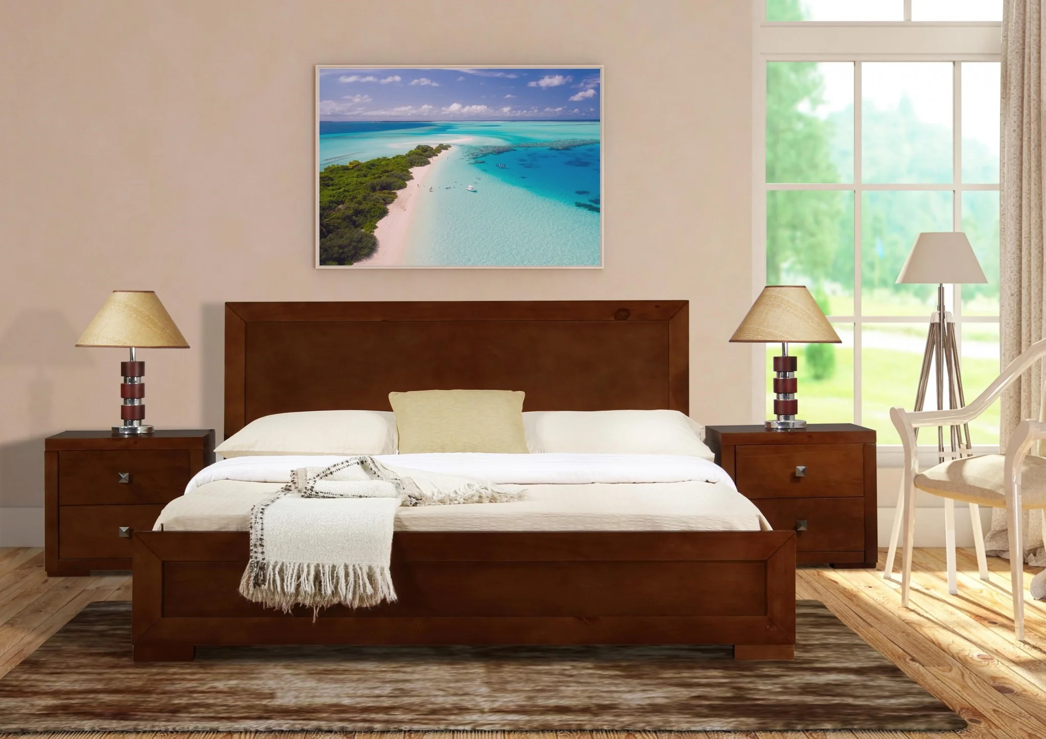 Walnut Wood Twin Platform Bed By Homeroots - 397103
