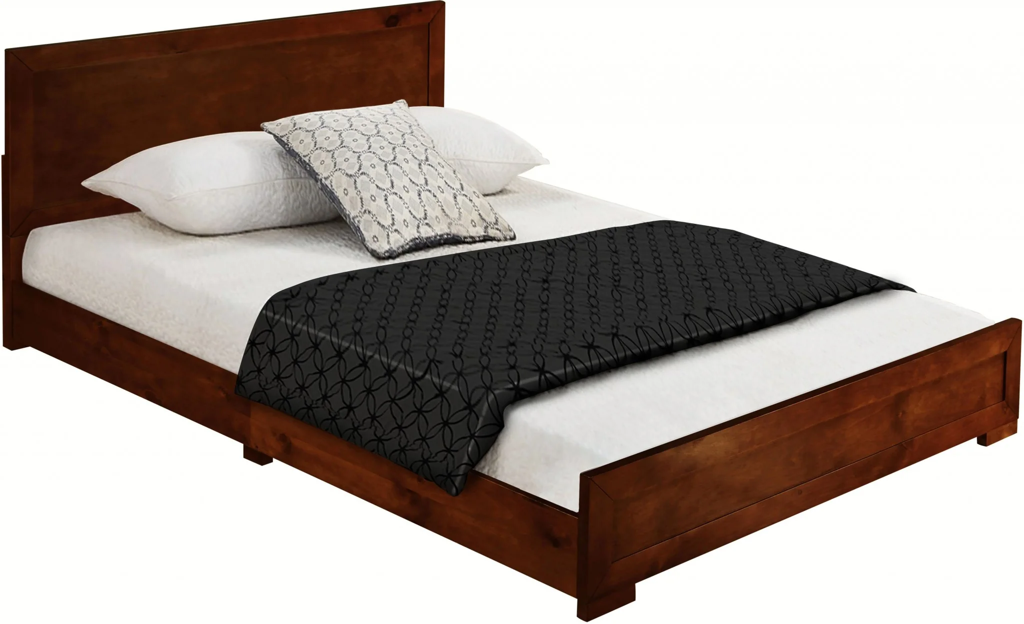 Walnut Wood Twin Platform Bed By Homeroots - 397103 - Image 3
