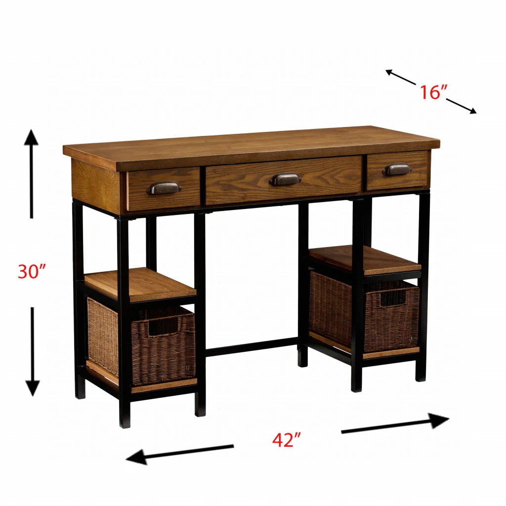 Weathered Gray Home Office Desk By Homeroots - Image 6