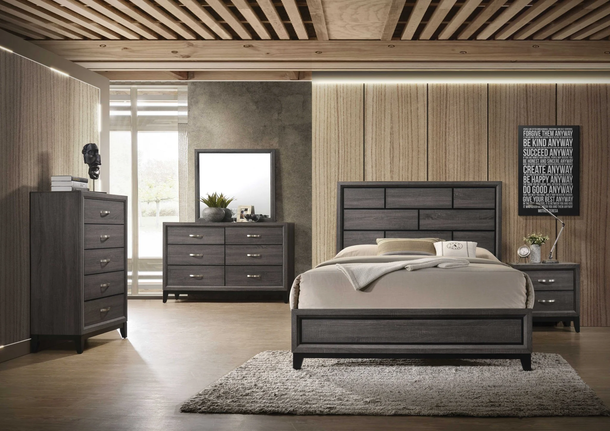Weathered Gray Paper Veneer Chest By Homeroots - Image 3