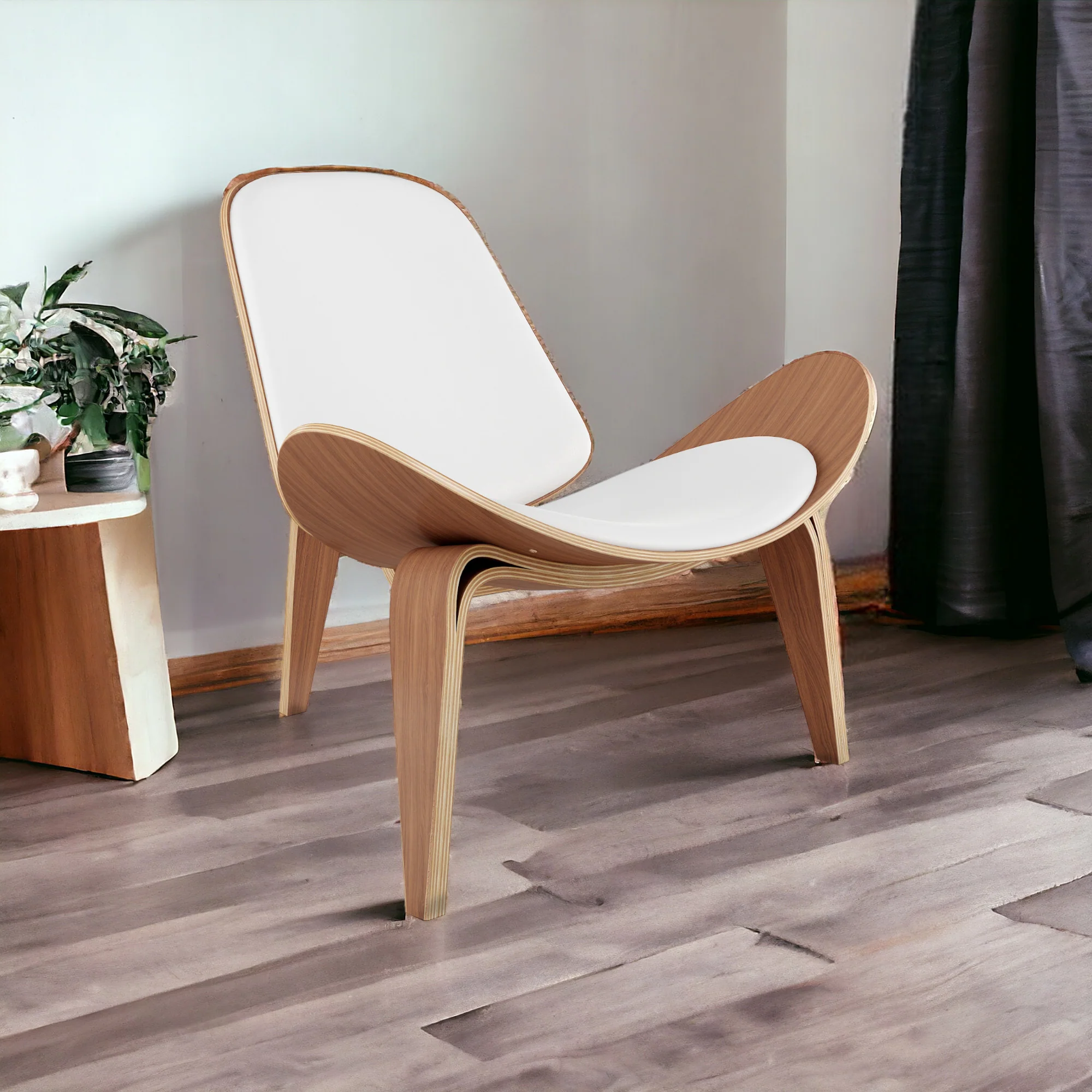 White and Brown Faux Leather Lounge Chair By Homeroots