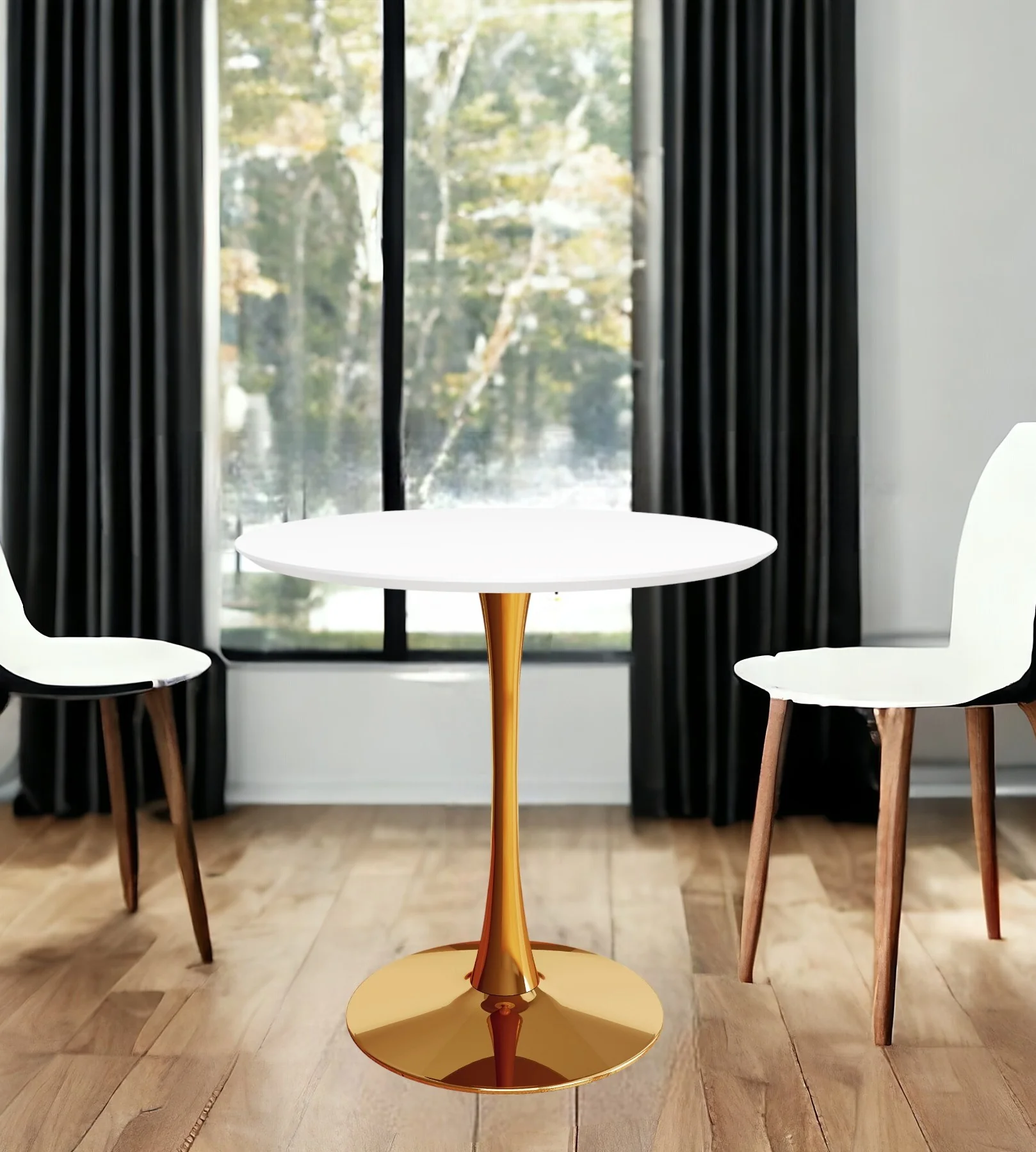 White And Gold Metal Dining Table By Homeroots