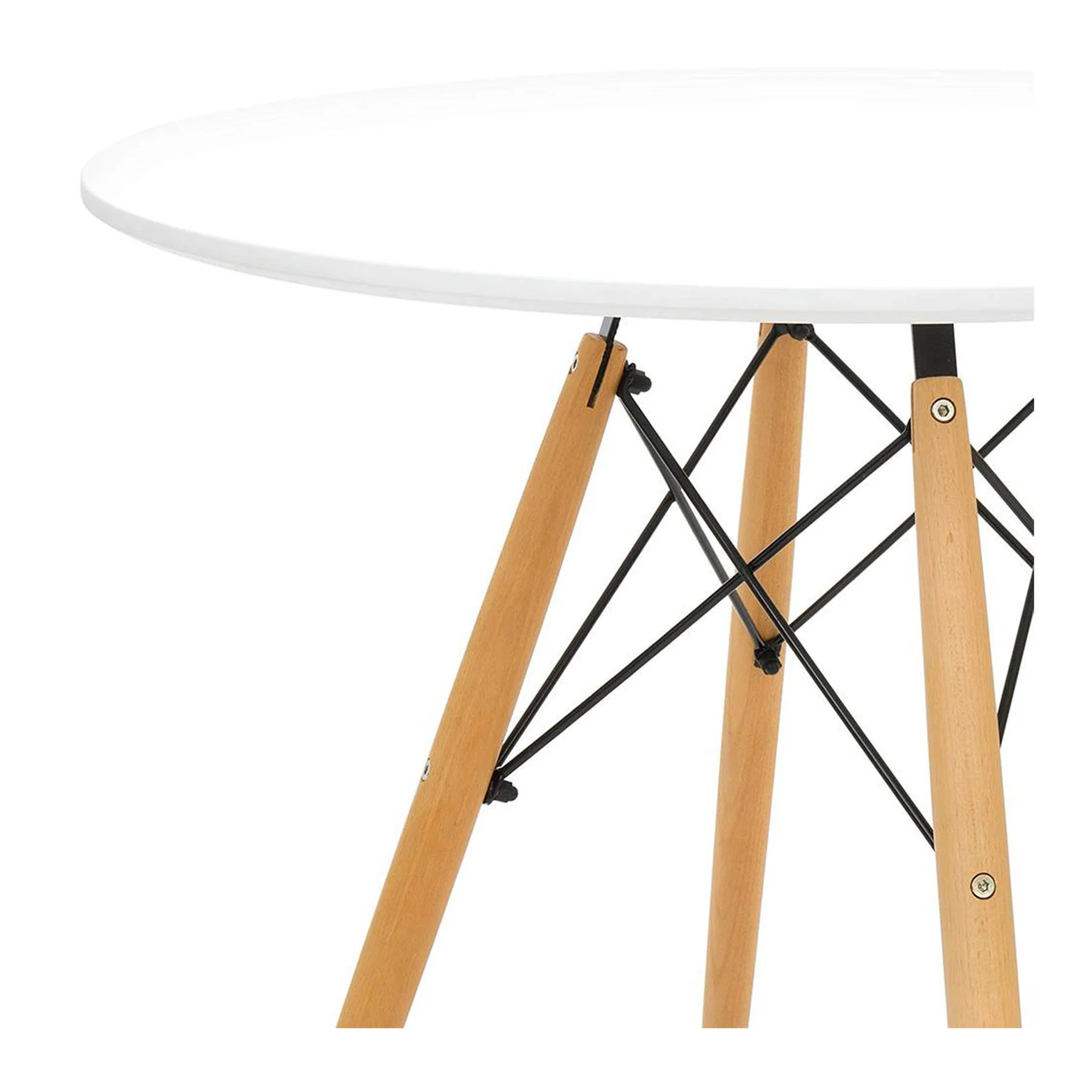 White And Natural Rounded Fiberglass And Solid Wood Dining Table By Homeroots - Image 3