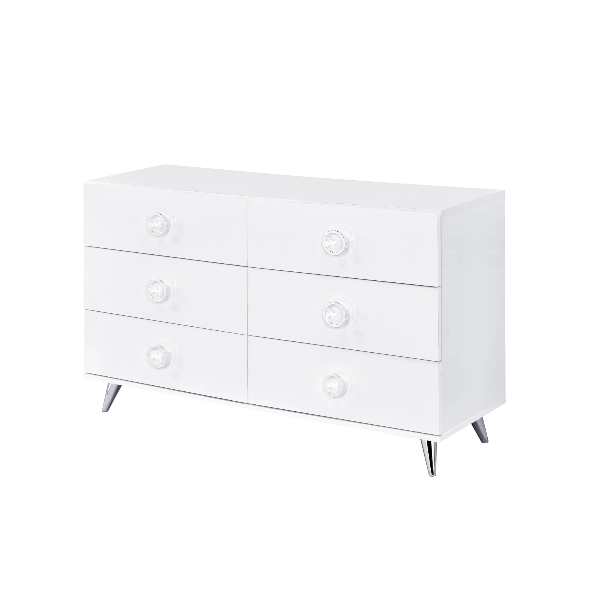 White Finish Manufactured Wood Six Drawer Double Dresser By Homeroots