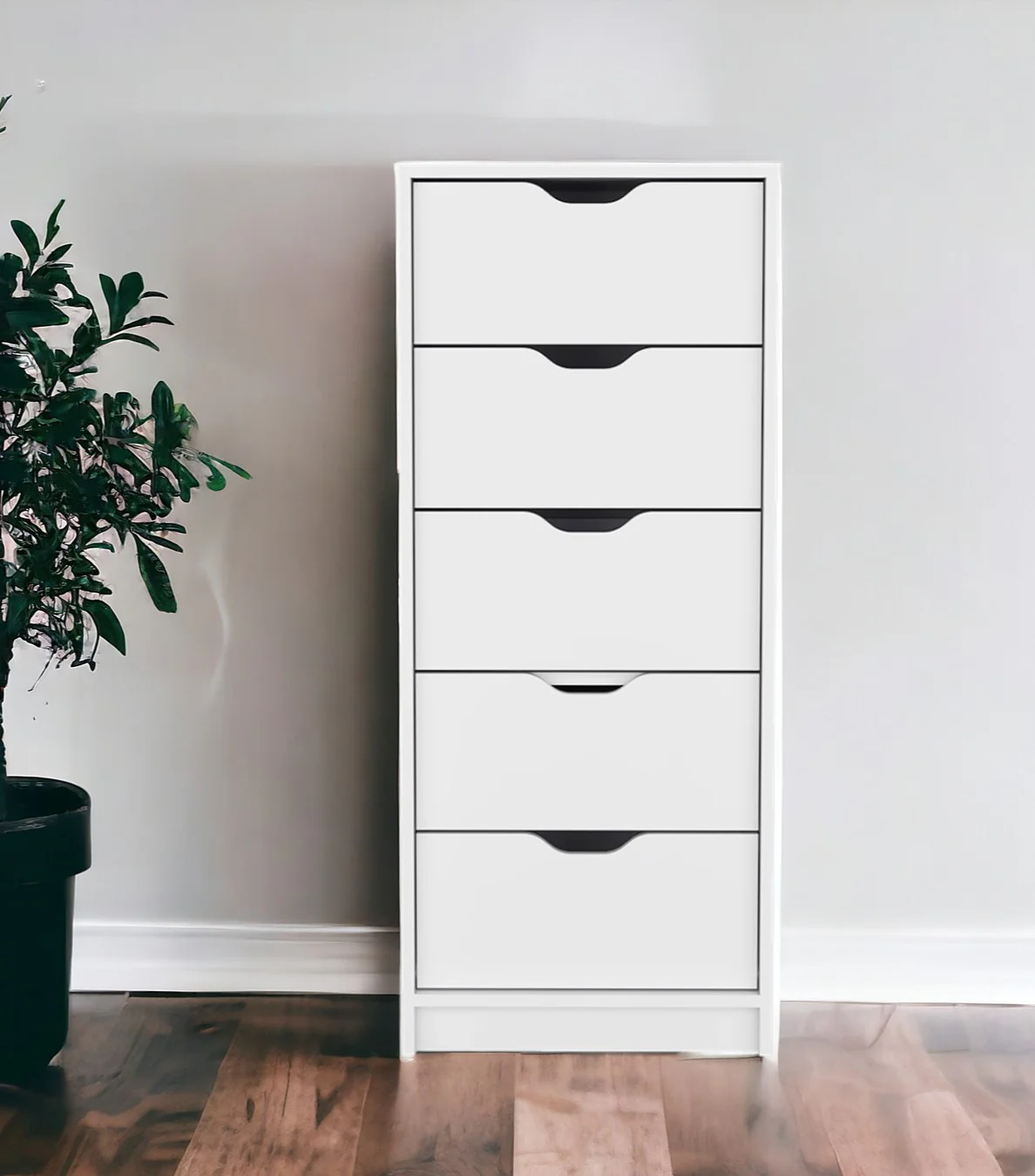 White Five Drawer Standard Chest By Homeroots