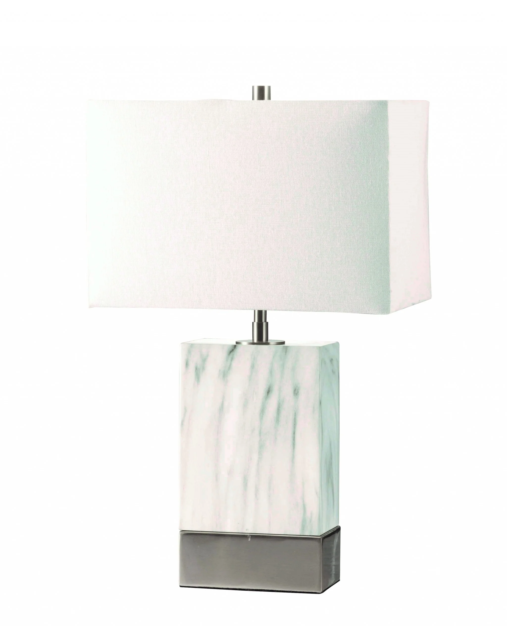 White Marble & Brushed Nickel Table Lamp By Homeroots