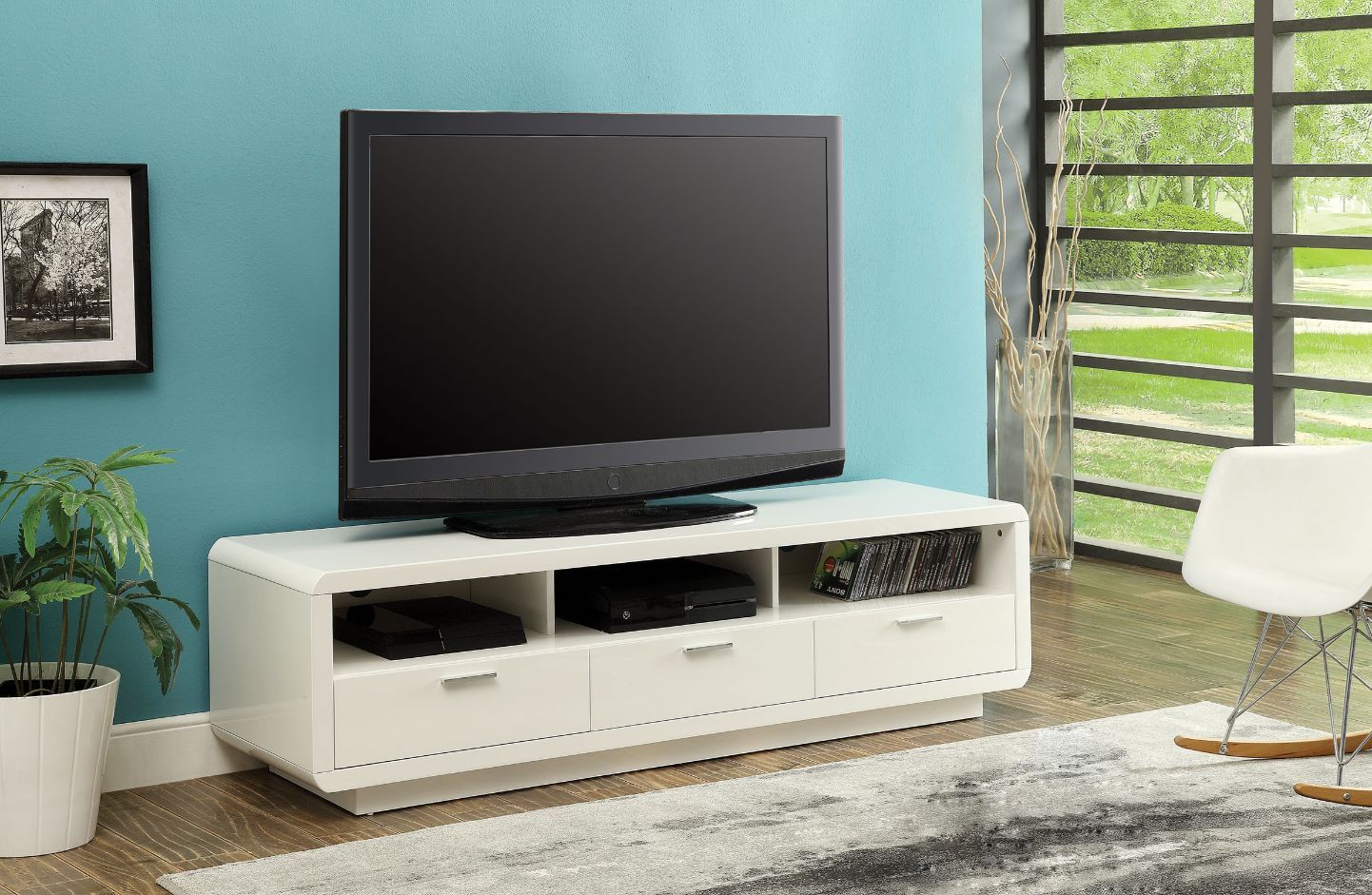 White Mdf Tv Stand By Homeroots