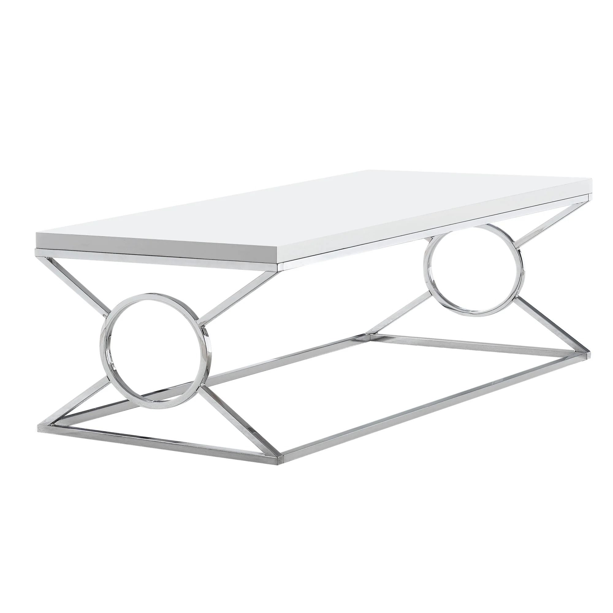 White Metal Coffee Table By Homeroots