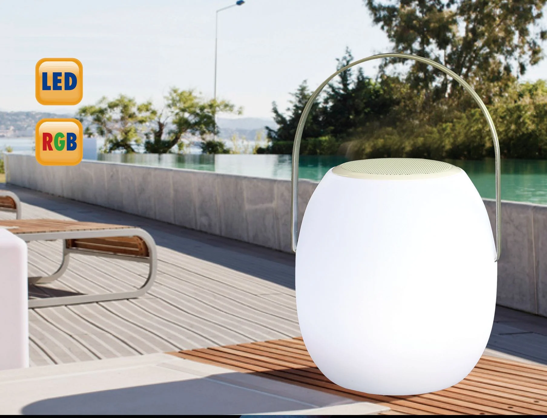 White Plastic Portable Speaker By Homeroots
