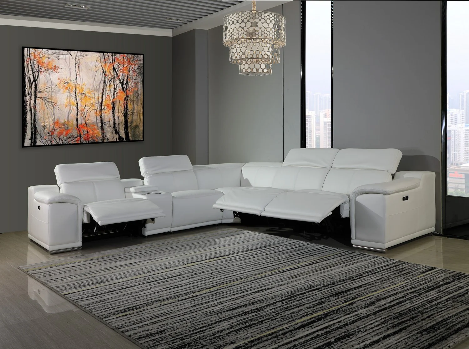 White Power Reclining 6 PC Sectional By Homeroots