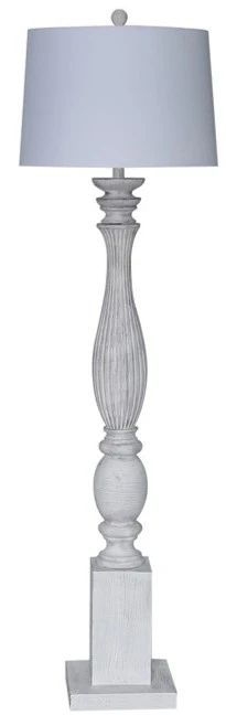 White Resin Floor Lamp With White Fabric Drum Shade By Homeroots