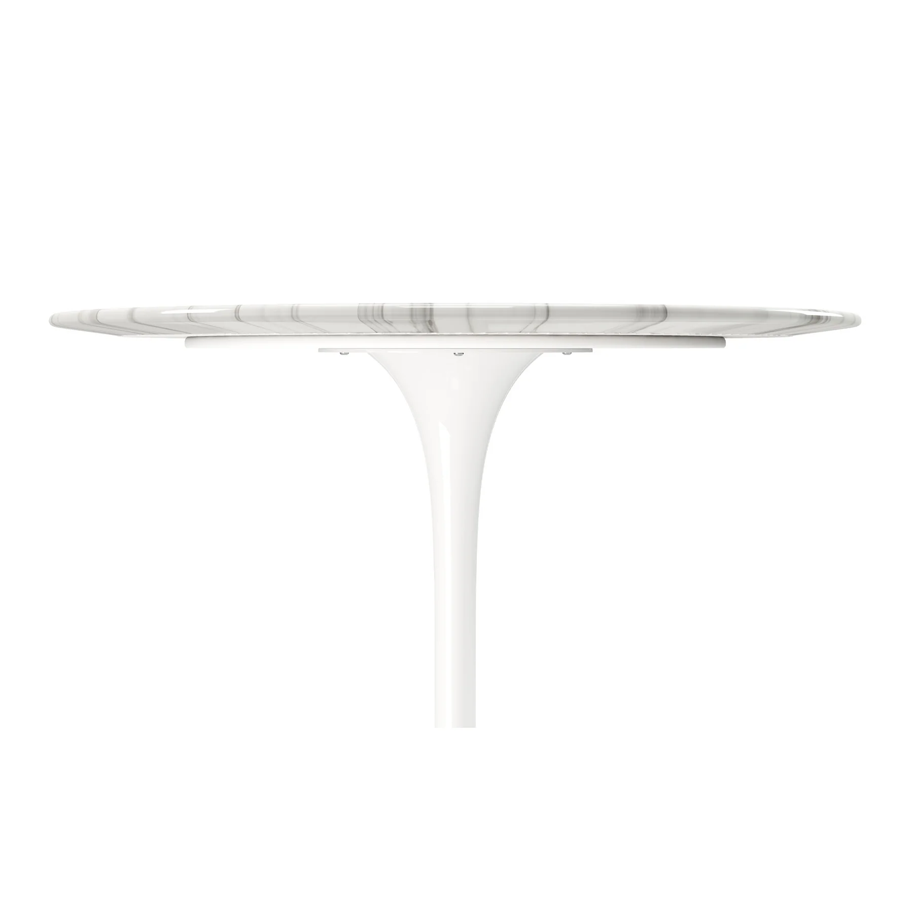 White Rounded Marble And Metal Pedestal Base Dining Table By Homeroots - Image 4