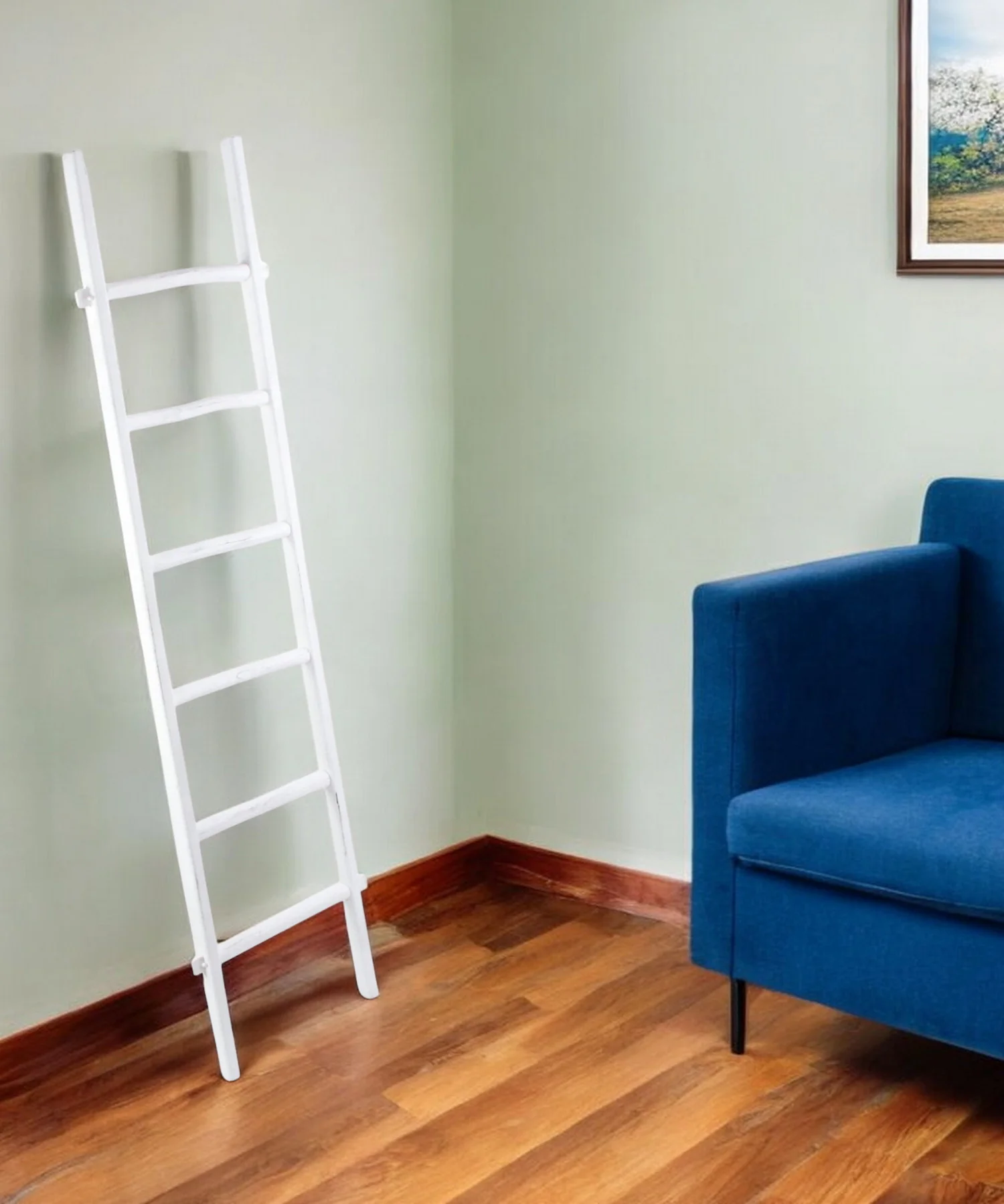 White Six Step Solid Wood Decorative Ladder By Homeroots