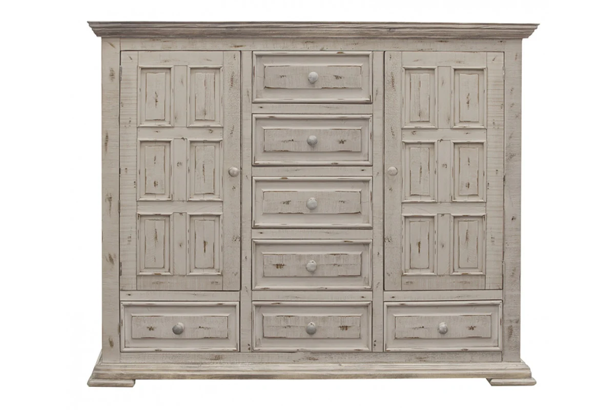 White Solid Wood Seven Drawer Gentlemans Chest By Homeroots