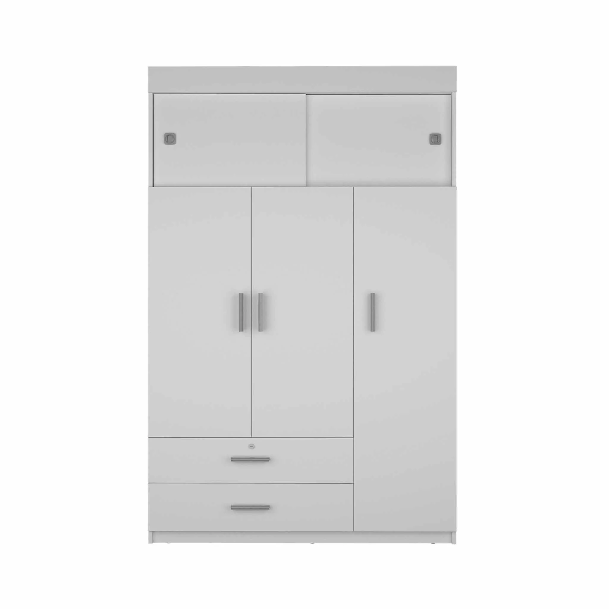 White Tall Three Door Closet with Sliding Doors By Homeroots - Image 2