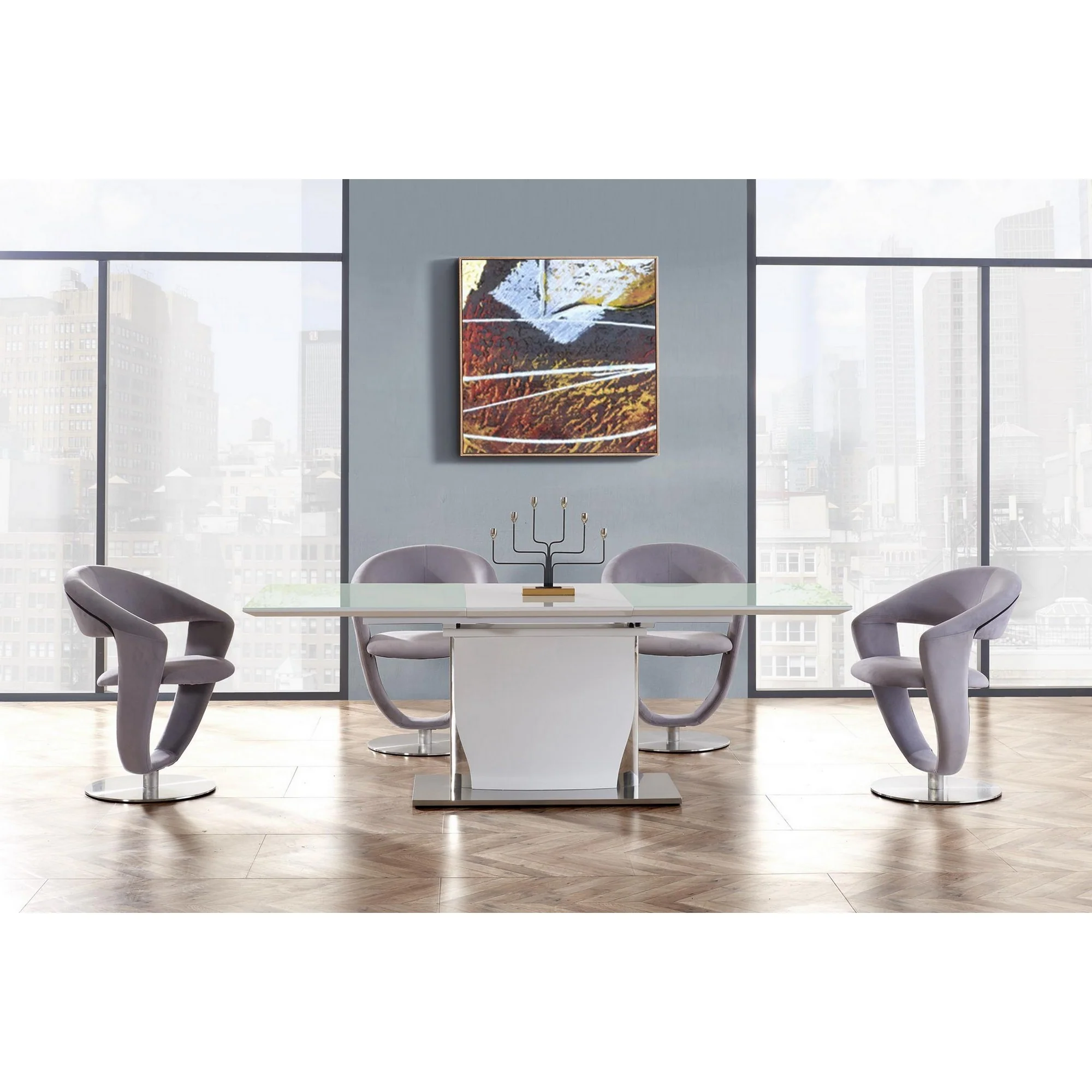 White Tone With Pedestal Style Base Dining Table By Homeroots