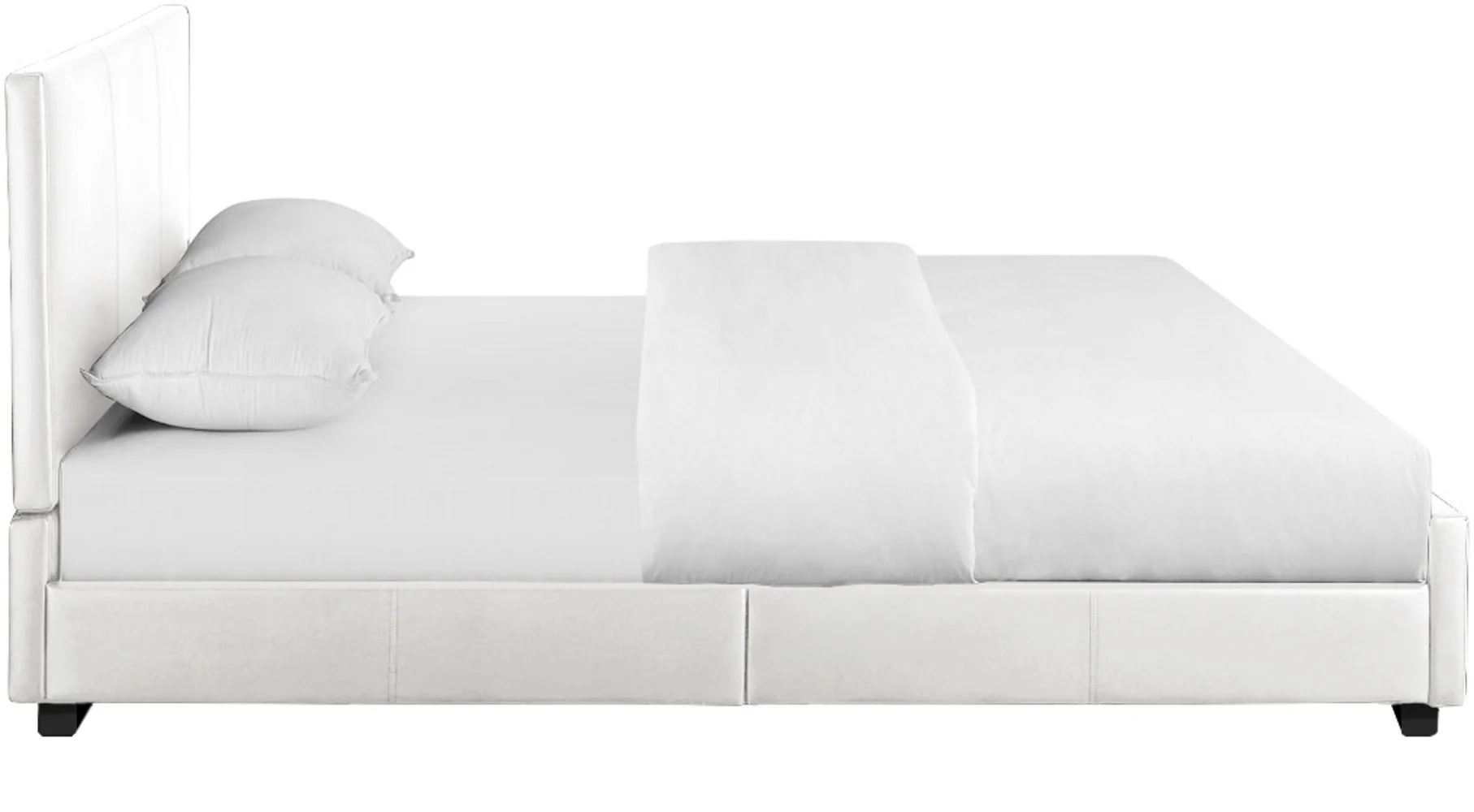 White Upholstered King Platform Bed By Homeroots - Image 4