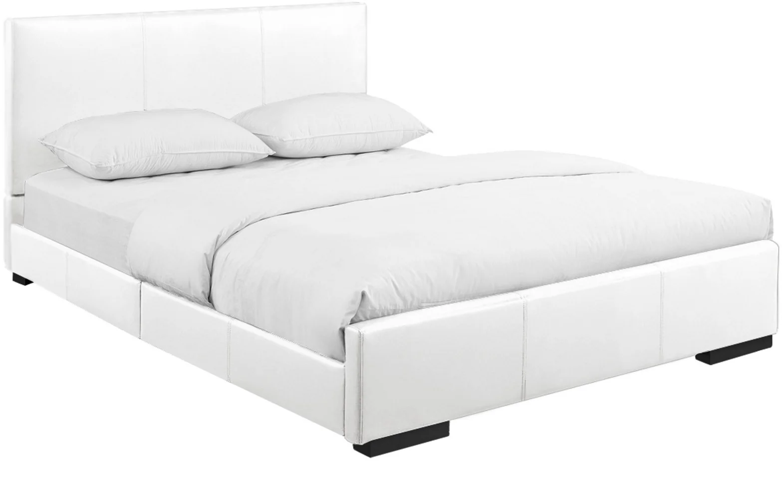 White Upholstered Queen Platform Bed By Homeroots - Image 3