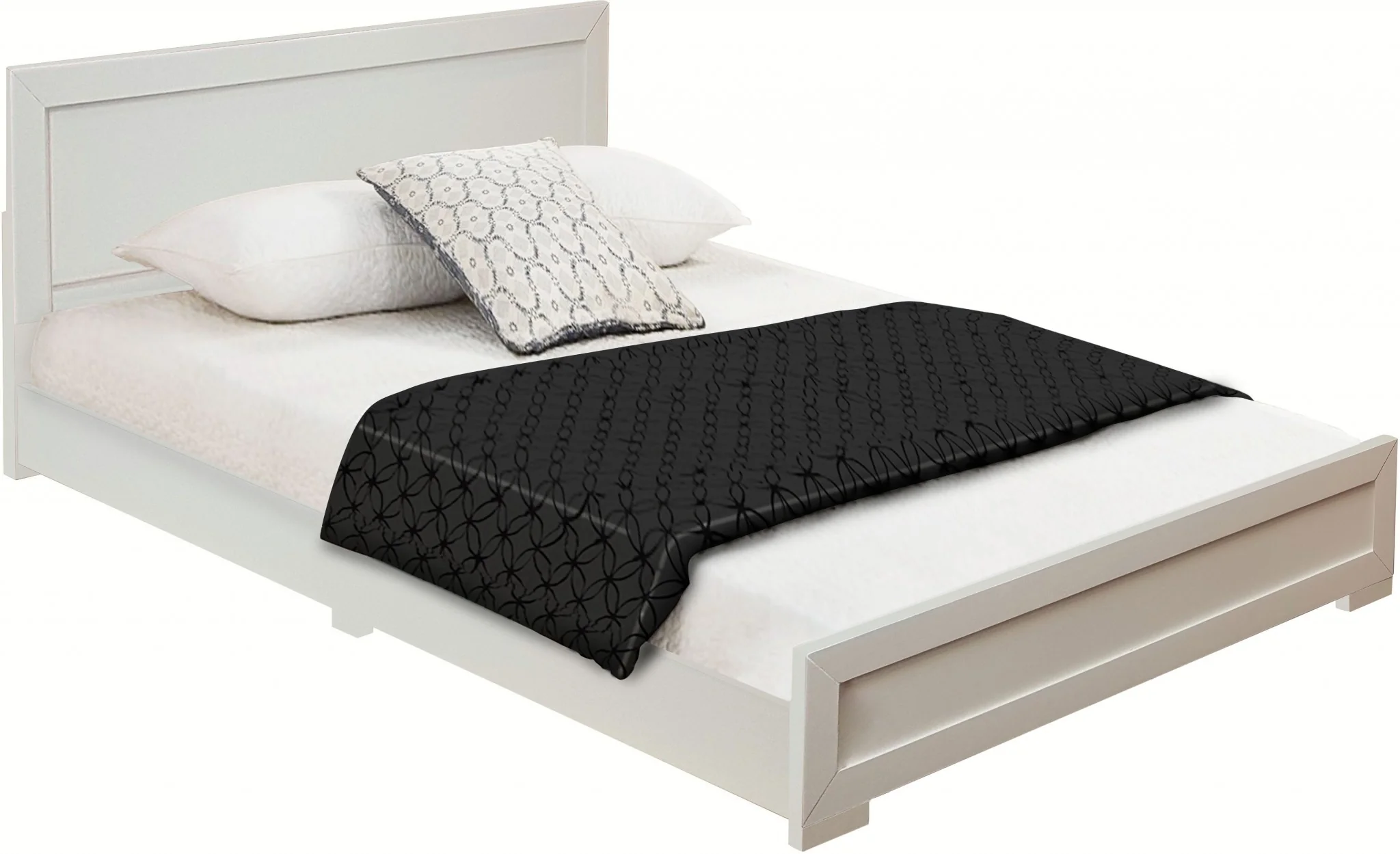 White Wood Full Platform Bed By Homeroots - 397108 - Image 3