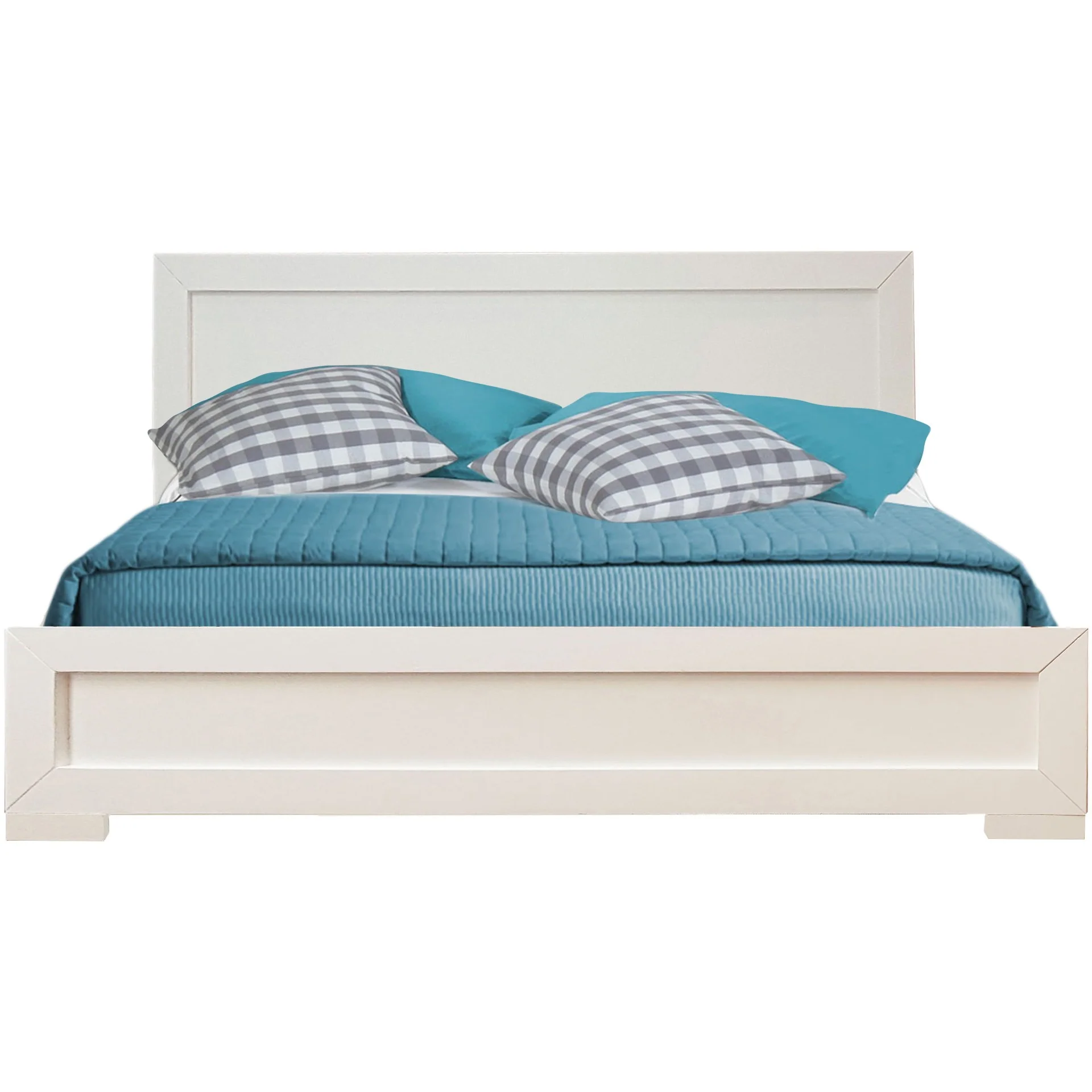 White Wood King Platform Bed By Homeroots - 397078 - Image 2