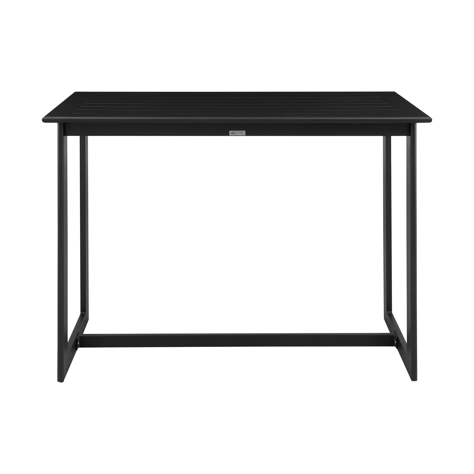 Wiglaf Outdoor Patio 5-Piece Bar Table Set in Aluminum with Grey Cushions By Armen Living - Image 5