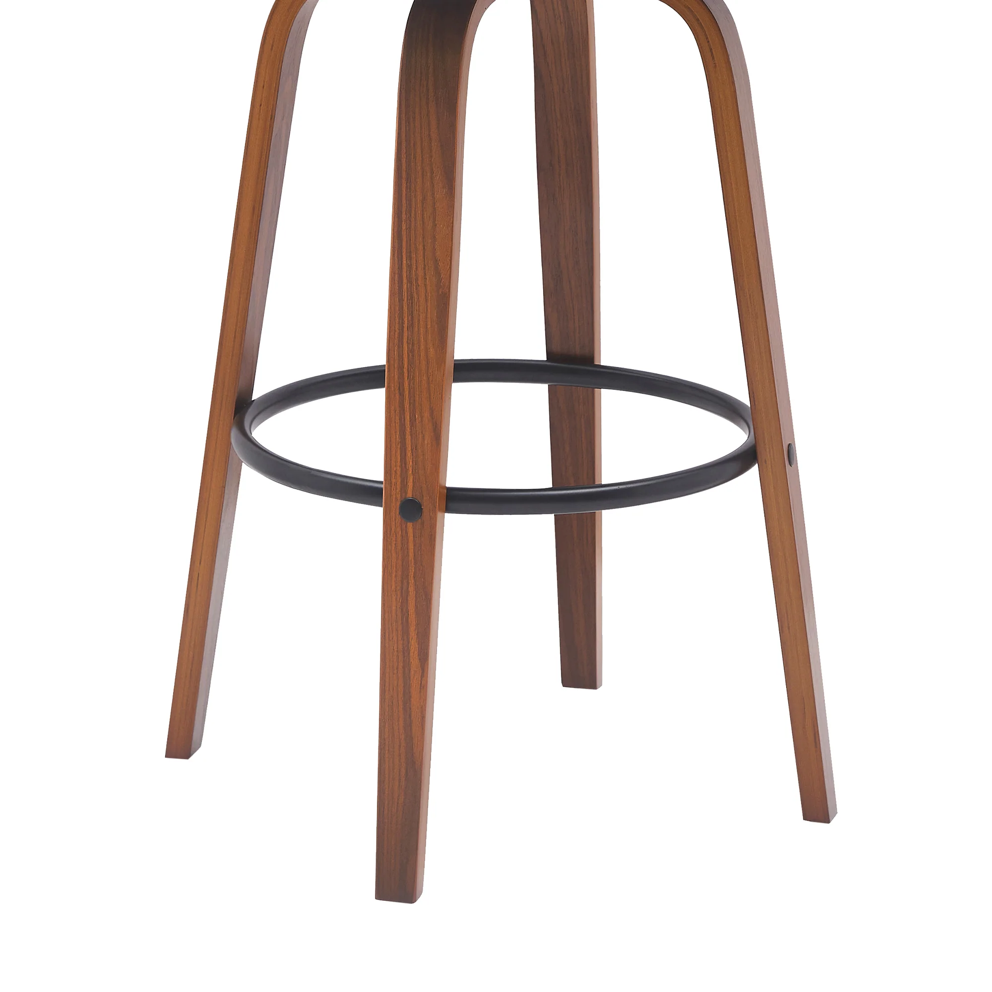 Willow 30" Swivel Walnut Wood Bar Stool in Gray Faux Leather with Golden Bronze Metal By Armen Living - Image 16