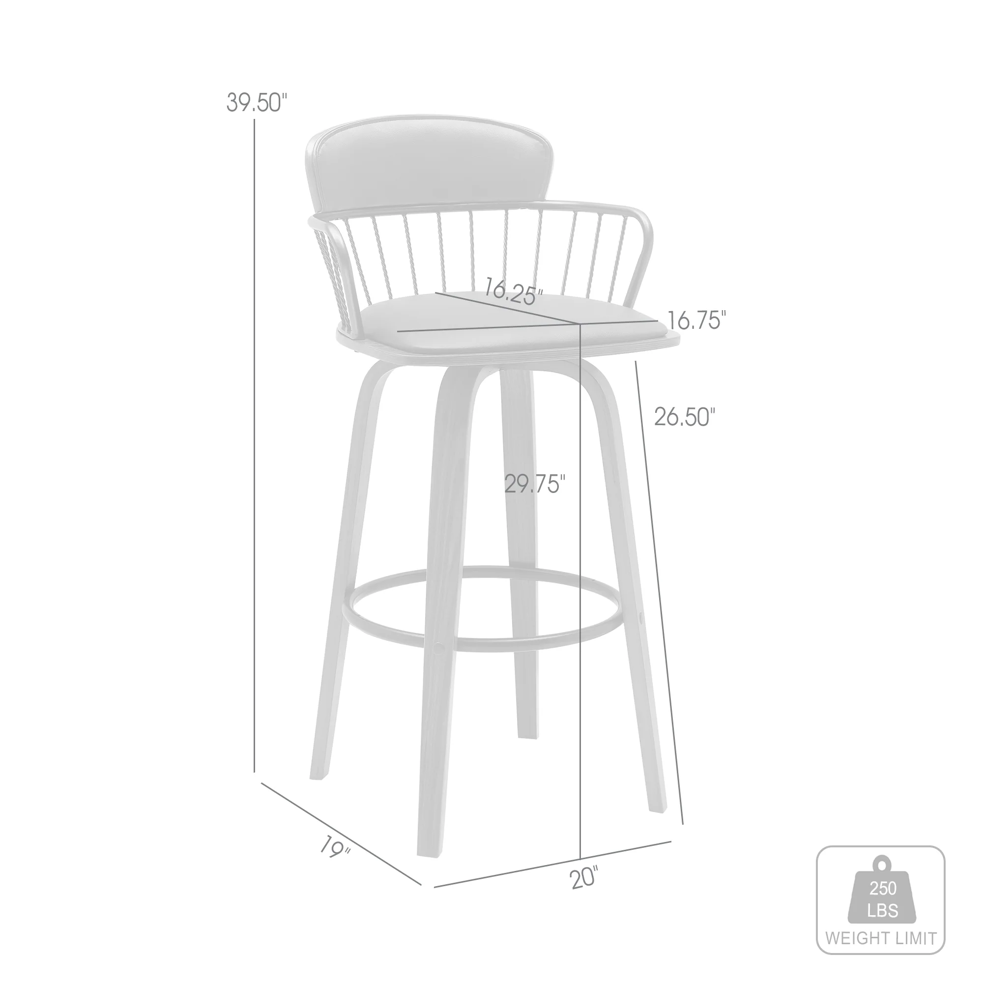 Willow 30" Swivel Walnut Wood Bar Stool in Gray Faux Leather with Golden Bronze Metal By Armen Living - Image 17