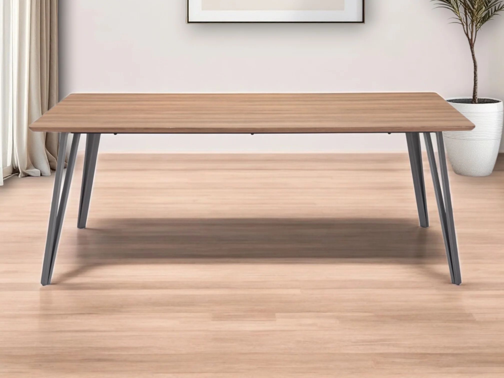 Wood Brown And Gray Steel Dining Table By Homeroots