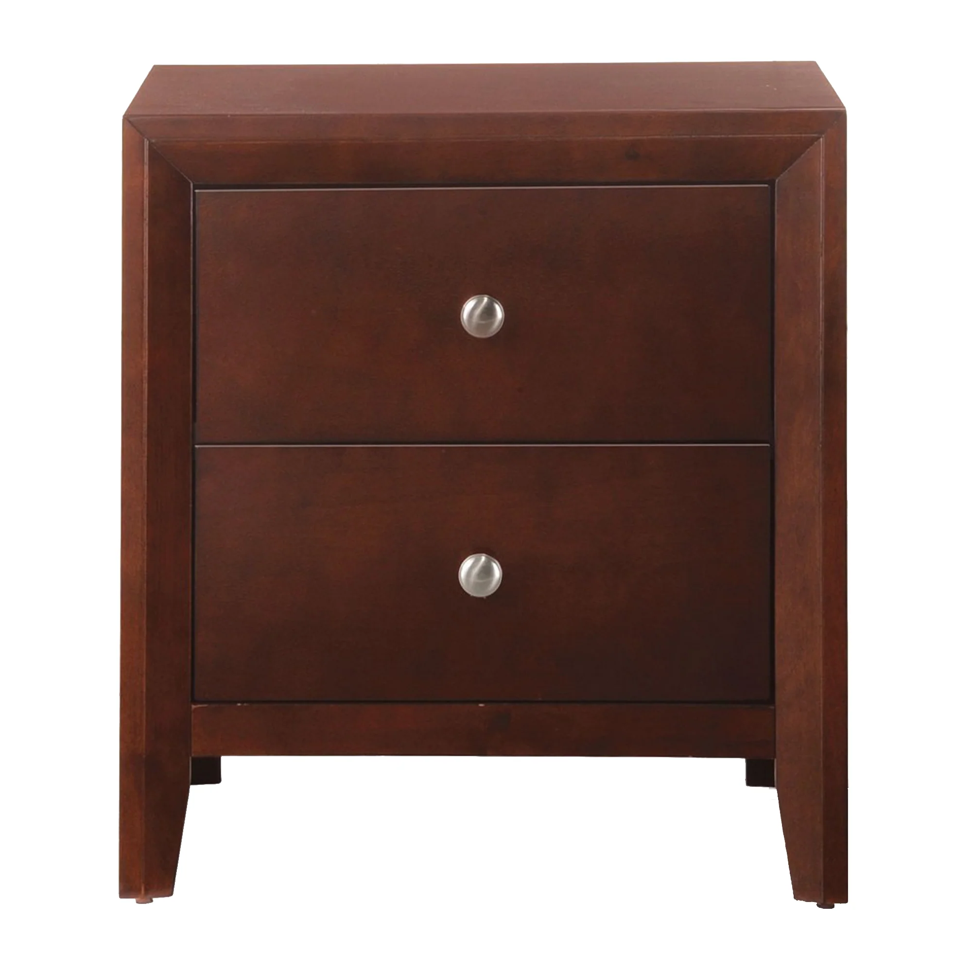 Wooden Nightstand with Two Storage Drawers, Cherry Brown By Benzara