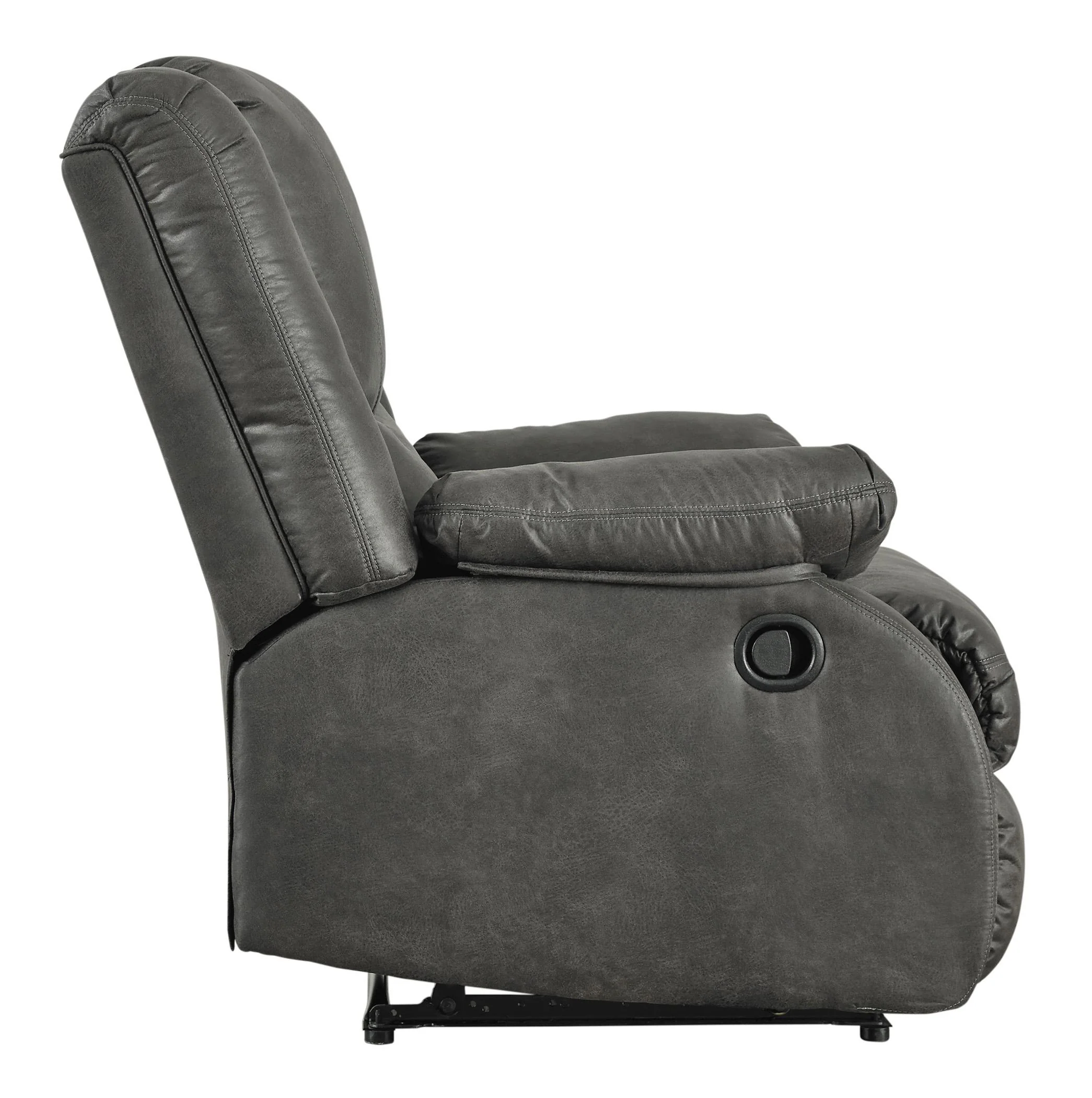 Wooden Zero Wall Recliner With Pillow Top Arms And Tufted Back, Gray By Benzara - Image 2