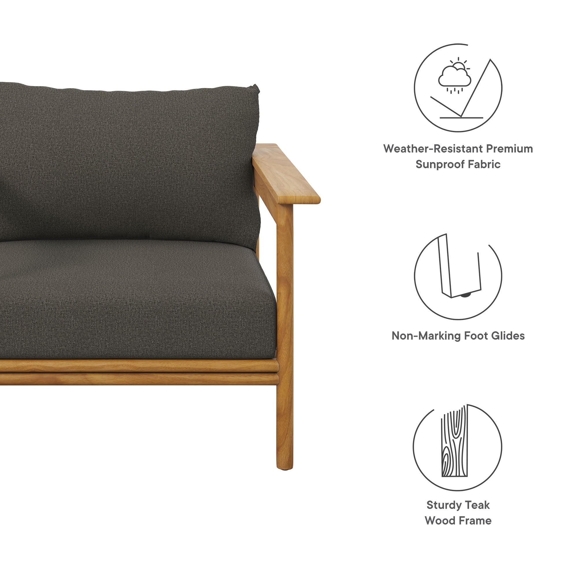Wren Outdoor Patio Teak Wood Armchair by Modway - Image 19