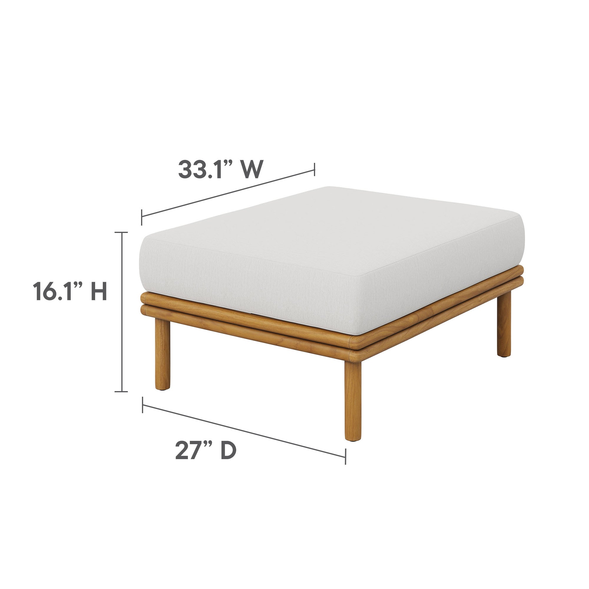 Wren Outdoor Patio Teak Wood Ottoman by Modway - Image 30