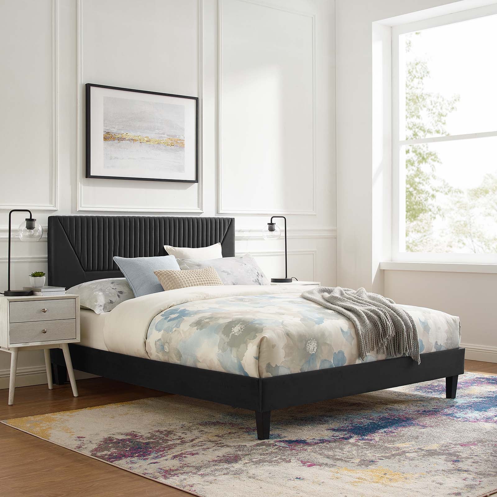 Yasmine Channel Tufted Performance Velvet Full Platform Bed By Modway - MOD-7000