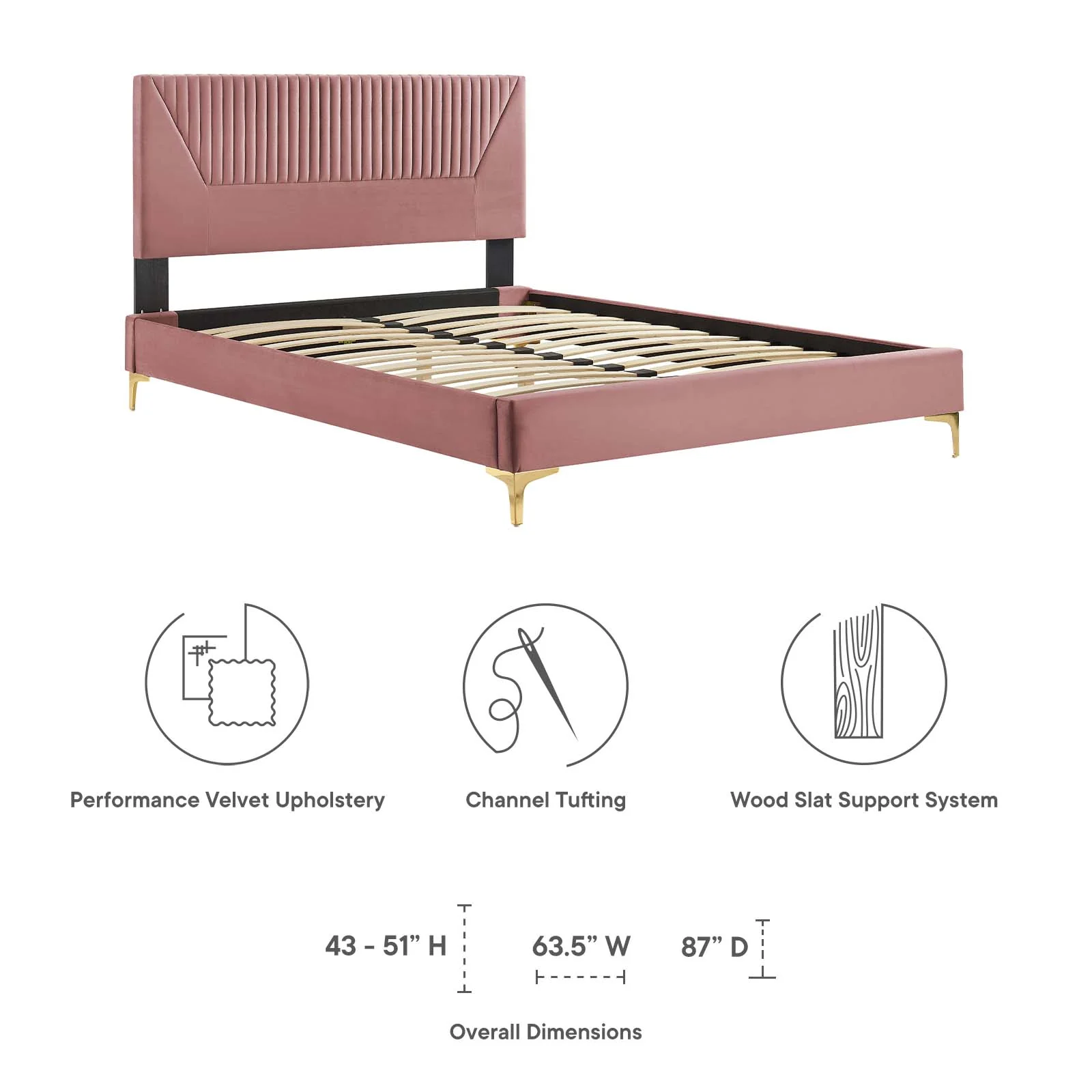 Yasmine Channel Tufted Performance Velvet Queen Platform Bed By Modway - MOD-6980 - Image 14