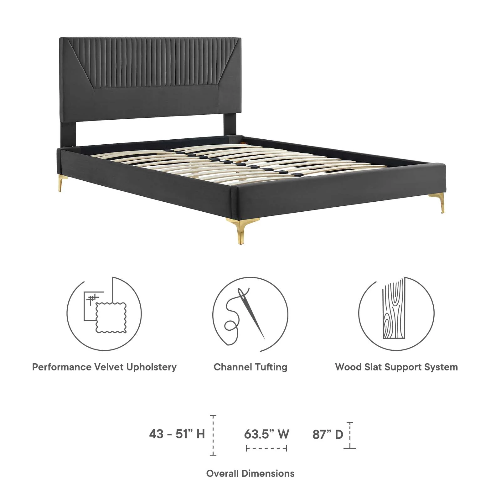 Yasmine Channel Tufted Performance Velvet Twin Platform Bed By Modway - MOD-6992 - Image 7