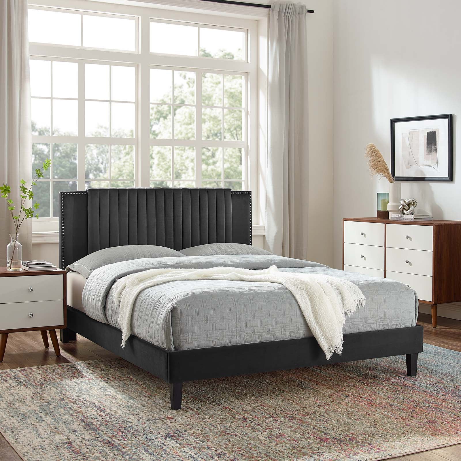 Zahra Channel Tufted Performance Velvet Queen Platform Bed By Modway - MOD-6974